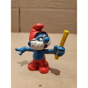 Smurfs Papa Smurf Vintage  Rare Toy Figurine 1981 Schleich Schlumpf Lehrer Peyo